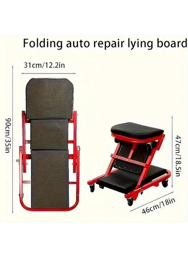 Black 36 Inch Automotive Repair Tool Bench Rolling Folding Car Seat 450 Lbs Capacity - Image 2